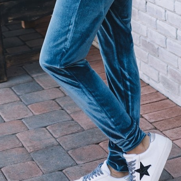 Velvet Blue Gray Jogger Waistband Pants - Picture 3 of 5